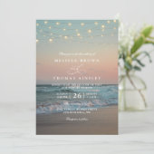 Elegante Stranduntergangs-QR-Code-Hochzeit Einladung (Stehend Vorderseite)