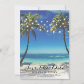 Elegante Strandzeichenbeleuchtung Hochzeitssache s Einladung (Vorderseite)
