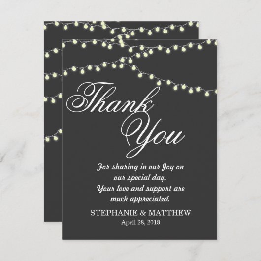 Elegante Stränge der Lichter Dankeskarte (Vorne/Hinten)