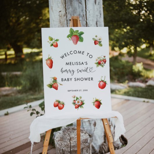 Elegante Strawberry Berry Sweet Baby Shower Willko Poster