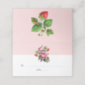 Elegante Strawberry und Peonies Wedding Platzkarte (Außenseite Aufgefaltet)