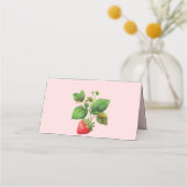 Elegante Strawberry und Peonies Wedding Platzkarte (Rückseite)