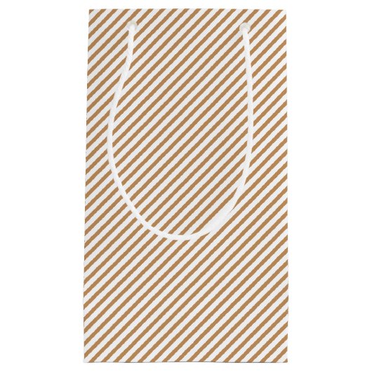 Elegante Streifen aus Gold und Weiß Kleine Geschenktüte (Vorderseite)