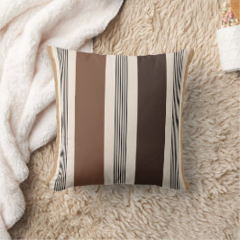 Elegante Streifen-Cabana-Optik Braun Beige Schokol Kissen