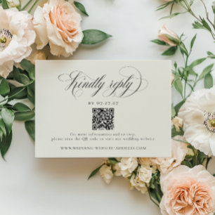 Elegante Streifen Hochzeits-QR-Code RSVP Karte