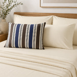 Elegante Streifen im Cabana-Stil Navyblau Braun  Kissenbezug