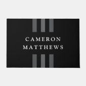 Elegante Streifen schwarz dunkelgrau Name oder Ges Fußmatte (Vorderseite)