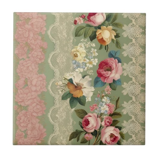 Elegante Streifen Vintag Fliese (Vorderseite)