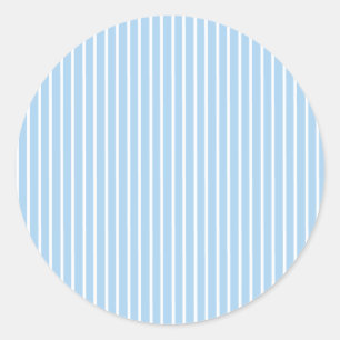 Elegante Streifen Weiß - Babyblau Runder Aufkleber