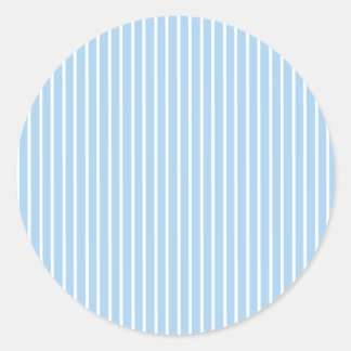 Elegante Streifen Weiß - Babyblau Runder Aufkleber