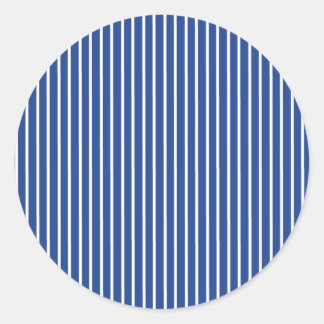 Elegante Streifen Weiß - True Blue Runder Aufkleber