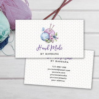Elegante Stricknadeln aus Garn Visitenkarte