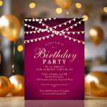 Elegante String Lights 60. Geburtstagsparty Folie Einladungspostkarte<br><div class="desc">Eine elegante und elegante 60. Geburtstagsfeier mit Saitenbeleuchtung,  die in Goldfolie,  Silberfolie oder Bronzefolie gedruckt ist. Wenn Sie eine feierliche Geburtstagsfeier für ein nächtliches Fest suchen,  ist dieses Design mit hängenden Märchenleuchten ideal. Sie können den gesamten Text online anpassen,  drucken und an Sie verschicken.</div>