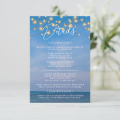 Elegante String Lights Beach Wedding Details Card (Stehend Vorderseite)