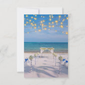 Elegante String Lights Beach Wedding Details Card (Rückseite)