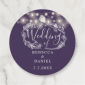 Elegante String Lights Lila Hochzeit Geschenkanhänger (Rückseite)