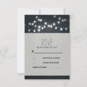 Elegante String Lights Night Stars Wedding RSVP (Vorderseite)