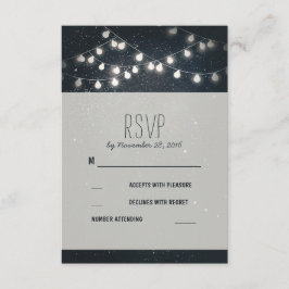 Elegante String Lights Night Stars Wedding RSVP Karte