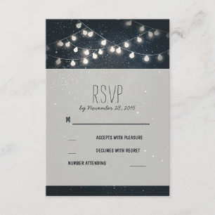 Elegante String Lights Night Stars Wedding RSVP Karte