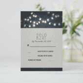 Elegante String Lights Night Stars Wedding RSVP Karte (Stehend Vorderseite)