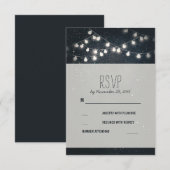 Elegante String Lights Night Stars Wedding RSVP Karte (Vorne/Hinten)