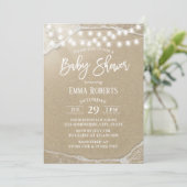 Elegante String Lights Summer Beach Baby Dusche Einladung (Stehend Vorderseite)