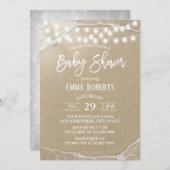 Elegante String Lights Summer Beach Baby Dusche Einladung (Vorne/Hinten)