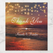 Elegante String Lights Summer Beach Vielen Dank Weinetikett (Einzelnes Label)