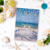 Elegante String Lights Summer Ocean Beach Wedding Einladung