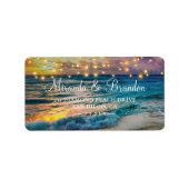 Elegante String Lights Summer Sunset Beach Wedding Adressaufkleber (Vorne)