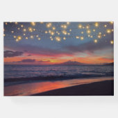 Elegante String Lights Summer Sunset Beach Wedding Gästebuch (Rückseite)