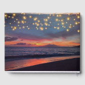 Elegante String Lights Summer Sunset Beach Wedding Gästebuch (Rückseite)