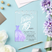 Elegante String Lights Violet Dress Sweet 16 Acryleinladungen (In Situ (Hochzeit))