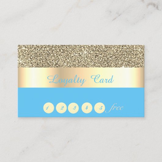 Elegante, Stripe, Blue, Gold Glitzer Treuekarte (Vorderseite)
