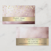 Elegante Stripe Confetti Rose Gold Visitenkarte (Vorne/Hinten)