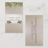 Elegante Stripe Watercolor Olive Branches Visitenkarte (Vorne/Hinten)