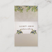 Elegante Stripe Watercolor Olive Branches Visitenkarte (Vorderseite)