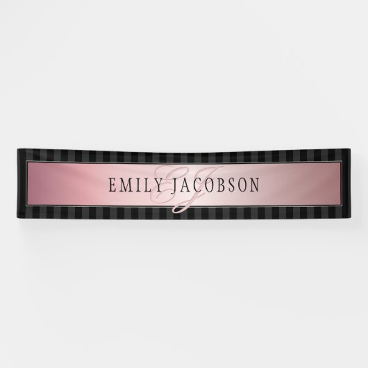 Elegante Stripes Imitate Rose Gold | Ihre Nachrich Banner (Horizontal)