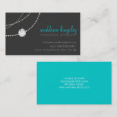 elegante, stylische Halskette solitaire grau aqua  Visitenkarte (Vorne/Hinten)