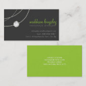 elegante, stylische Halskette solitaire graue Lins Visitenkarte (Vorne/Hinten)