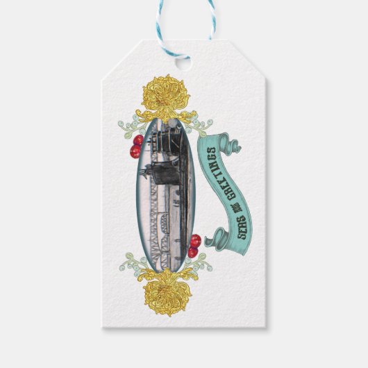 Elegante Submarine Weihnachtsgeschenke Tags Geschenkanhänger (Vorderseite)