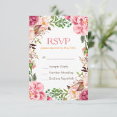 Elegante subtile Chic Pink Floral UAWG Respond Car RSVP Karte (Stehend Vorderseite)