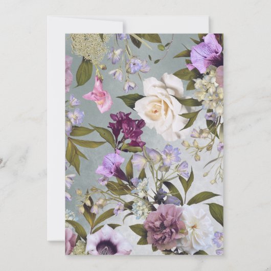 Elegante subtile grüne Blumenhochzeit Einladung (Rückseite)