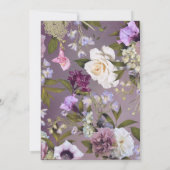 Elegante, subtile Lila Blumenhochzeit Einladung (Rückseite)