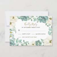 Elegante Succulent Watercolor Wedding RSVP Cards
