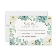 Elegante Succulent Watercolor Wedding RSVP Cards