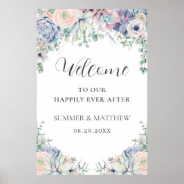 Elegante Succulents Blush Floral Wedding Willkomme Poster