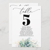 Elegante Succulents Tischnummer Seating Chart (Vorne/Hinten)