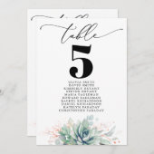 Elegante Succulents Tischnummer Seating Chart (Vorne/Hinten)