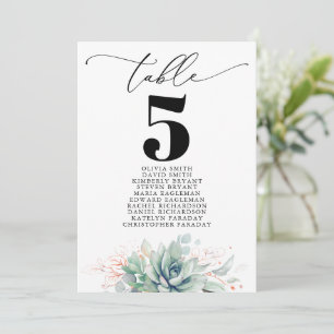 Elegante Succulents Tischnummer Seating Chart